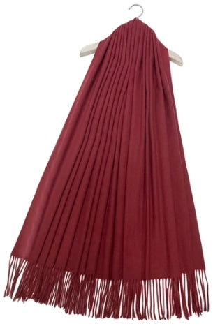 Burgundy Plain Wool Blanket Scarf