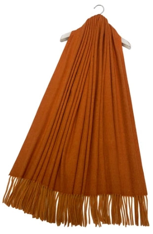 Burnt Orange Plain Wool Blanket Scarf