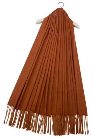 Chestnut Plain Wool Blanket Scarf