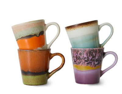 Retro Espresso mugs 70s ceramics set of 4