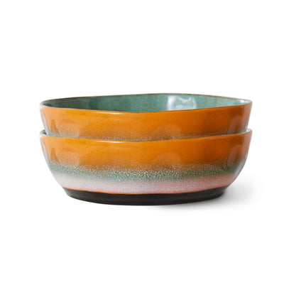 Golden Hour Pasta Bowls 70s ceramics Set of 2