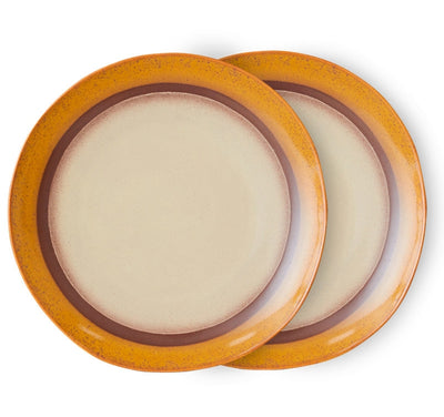 Coconut Dinner Plates 70s ceramics Set of 2