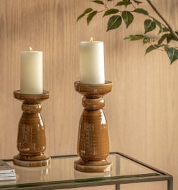 Zelta Crackle Glaze Candlestick Small