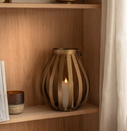 Metal Bulb Lantern Gold Small