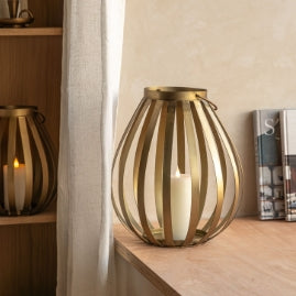 Metal Bulb Lantern Gold Large