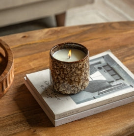 Mikka Ceramic Reactive Glaze Candle Brown