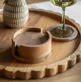 Mango Wood Coasters Set of 4 Light Wood