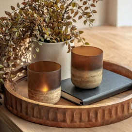 Frosted Tealight Holder Brown