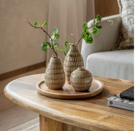 Elia Ceramic Ridged Bud Vases Natural Large