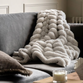 Ribbed Faux Fur Throw Natural