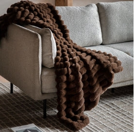 Ribbed Faux Fur Throw Chocolate