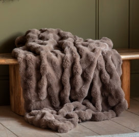 Marshmallow Rabbit Faux Fur Throw Mocha