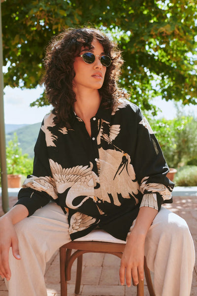Stork Black Oversized Shirt