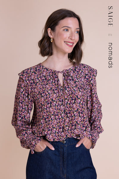 Crepe Frill Neck Blouse