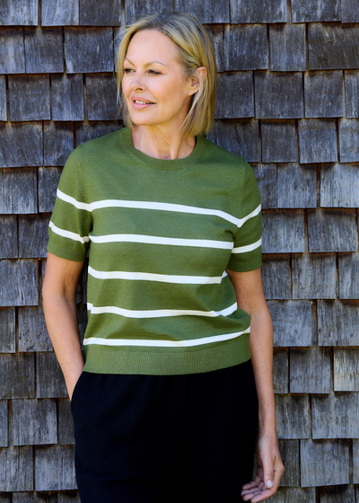 Stripe Crew Neck Short Sleeve Jumper