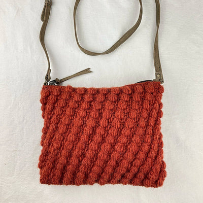 Crochet Bobble Cross Body Handbag: Rust Orange