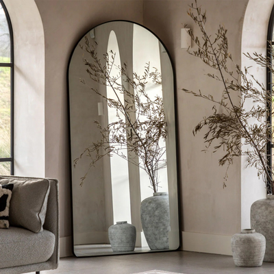 Hollywell Arch Leaner Large  Mirror Black