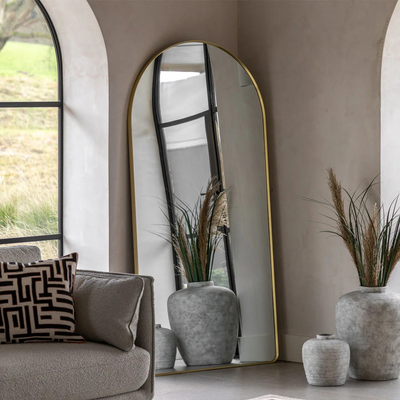 Hollywell Arch Large Leaner Mirror Gold