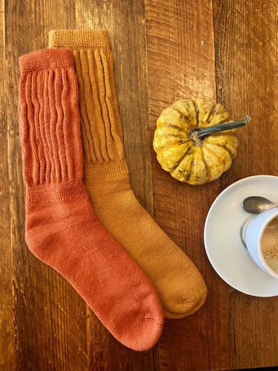 Rib Cushion Alpaca Socks Pumpkin Medium