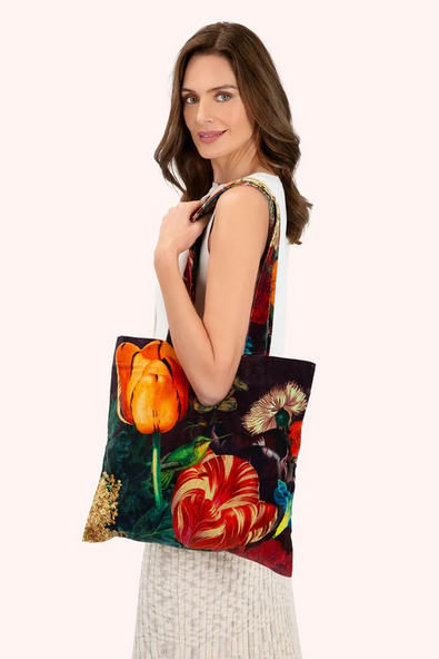 Opulant florals in Chocolate Velvet Tote Bag