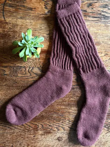 Rib Cushion Alpaca Socks Plum Large