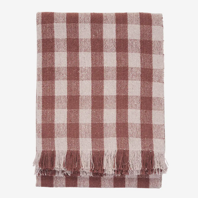 Old Rose Check Recycled Cotton Throw