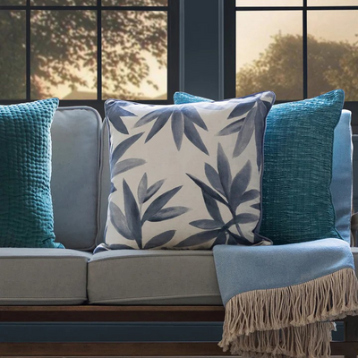 Silver Birch Leaf Cushion Ocean