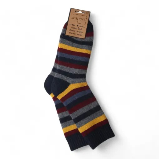 Grey Multi-Stripe Cosy Men's Socks