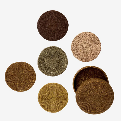 Seagrass coasters in box Naturals