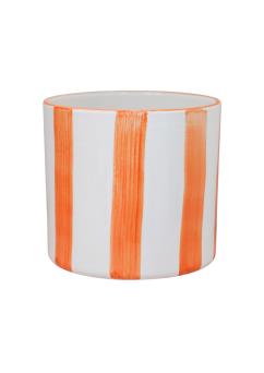Paros Orange Painted Stripe Planter H14cm D15cm