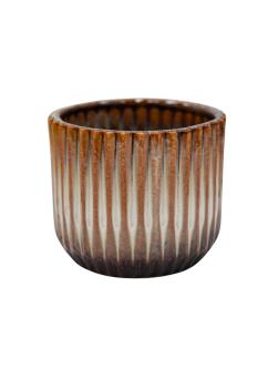 Willow Ribbed Chocolate Planter H10.5cm D12cm