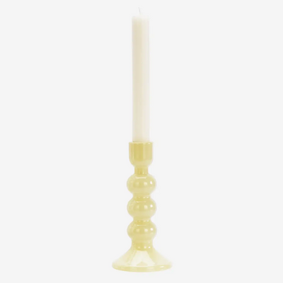 Yellow Glass Candle Holder Large