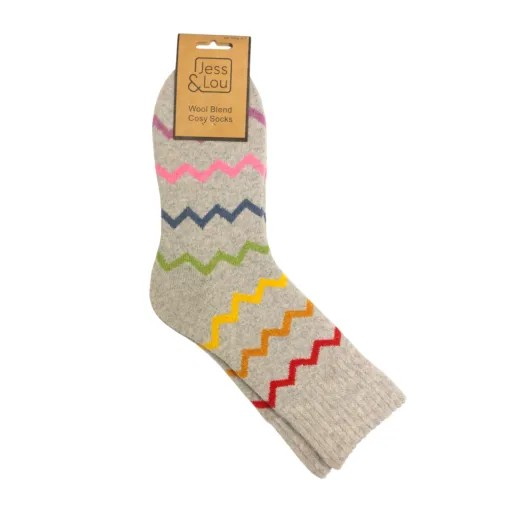 Grey Zig-Zag Cosy Socks