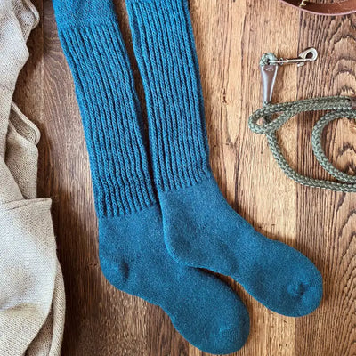 Alpaca Chunky Rib Knee Socks Teal