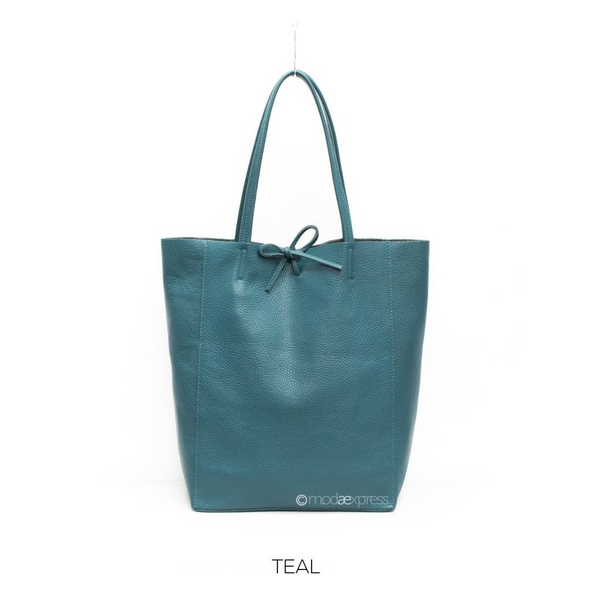 Plain Leather Shopper Teal