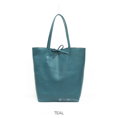Plain Leather Shopper Teal