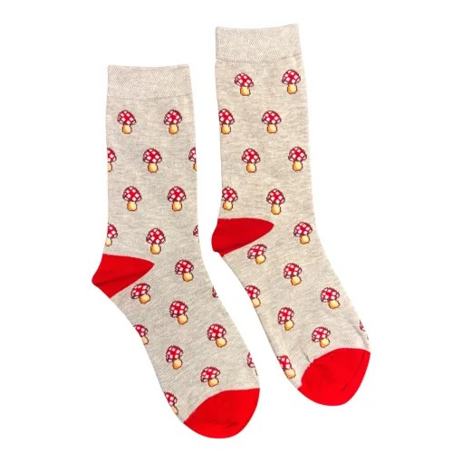 Grey Marvellous Mushrooms Bamboo Socks