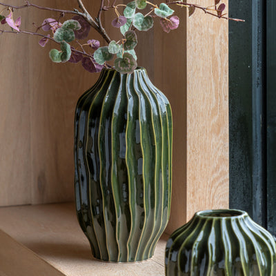 Organford Ribbed Vase Olive Large