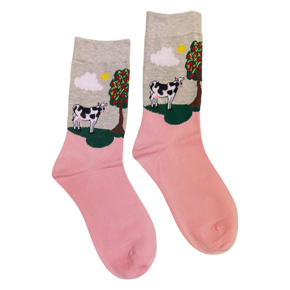 Pink & Grey Funky Farmyard Bamboo Socks