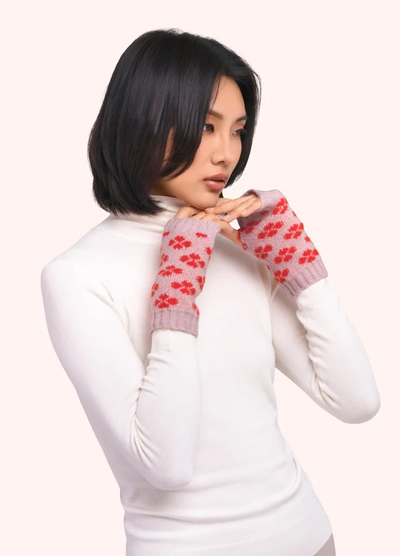 Roxy Wrist Warmers, Rose & Tangerine