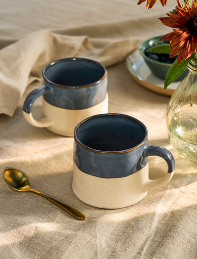 Bladon Half Glazed Mugs Blue