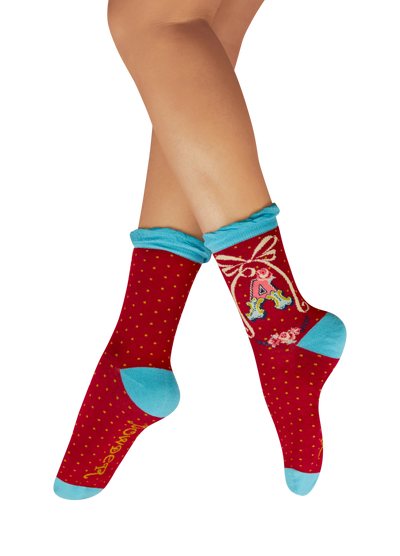 Powder Socks Letter A