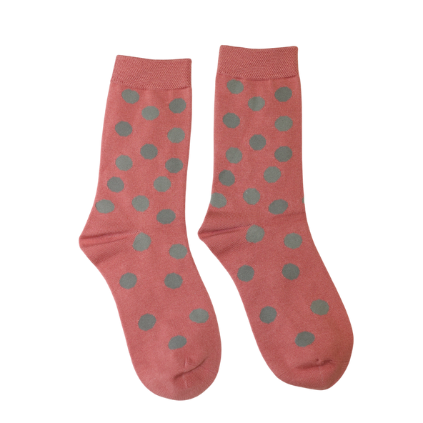 Pink & Grey Spot Bamboo Socks