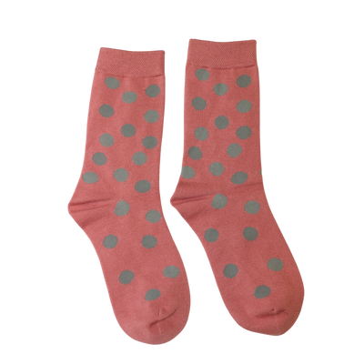 Pink & Grey Spot Bamboo Socks
