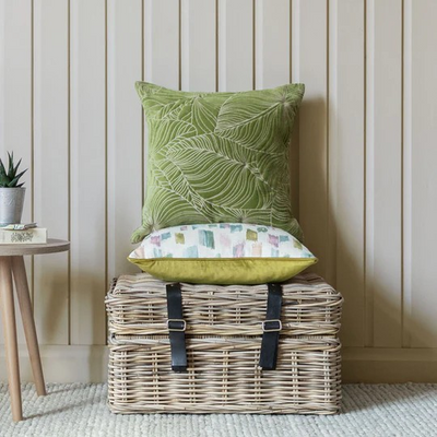 Taro Embroidered Feather Cushion Grass