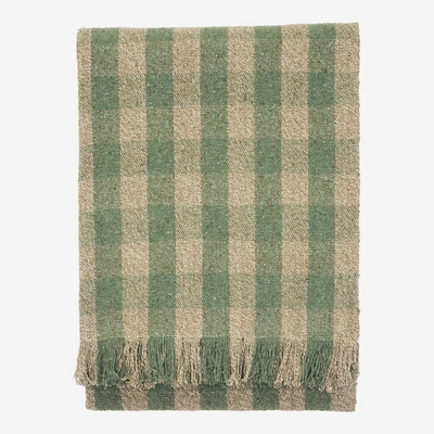 Green Check Recycled Cotton Throw