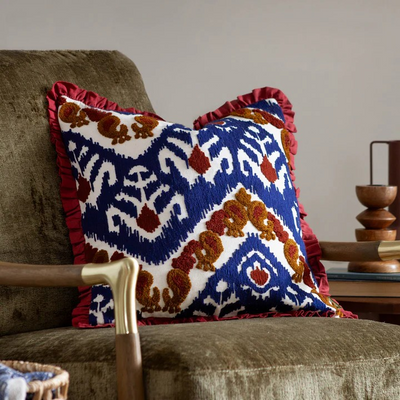 Ikat Cushion Ruby and Gold