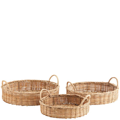 Round rattan trays