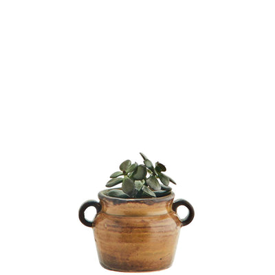 Stoneware Planter with Handles Brown Large