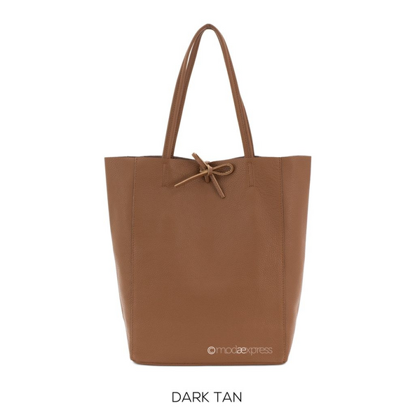 Plain Leather Shopper Dark Tan
